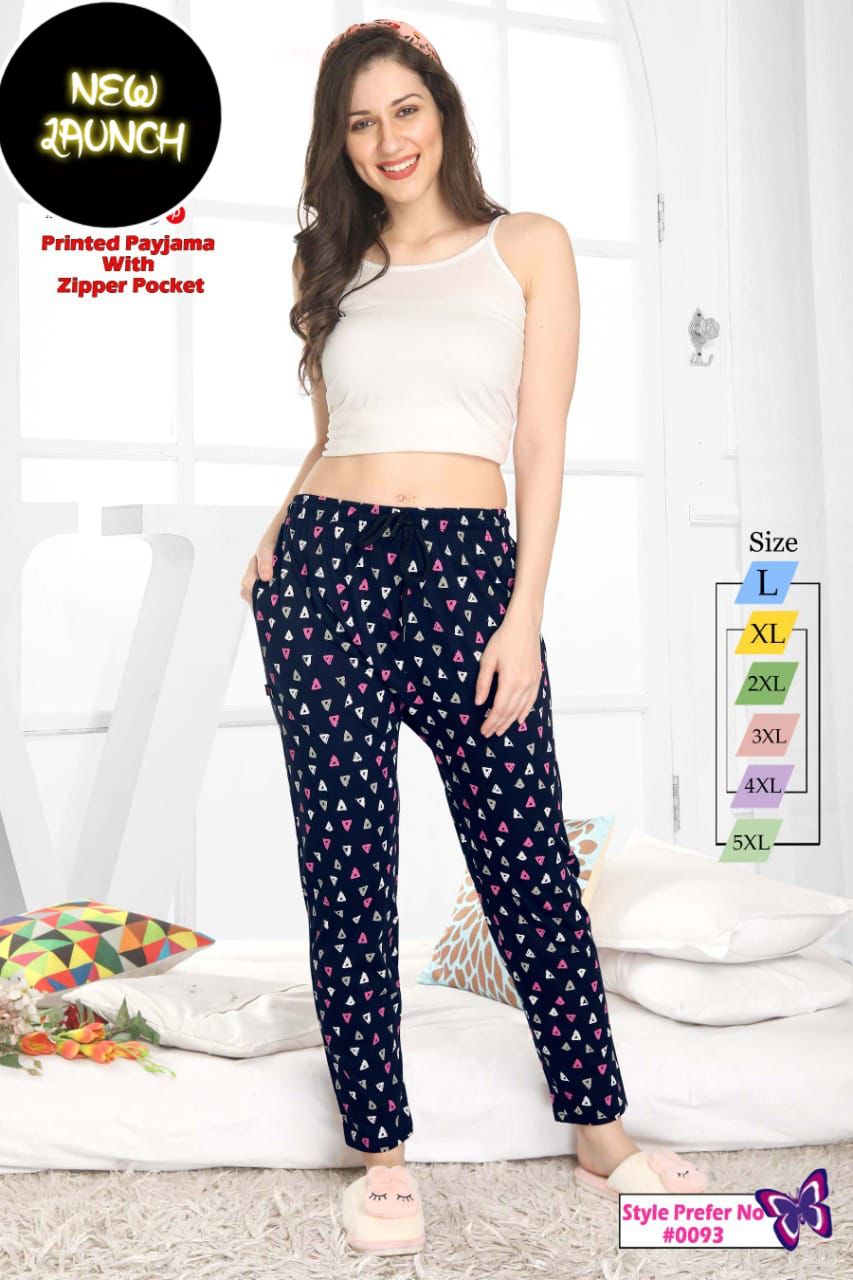 Night Pant 0093 C Regular Wear Printed Hosiery Wholesale Cotton Pant Collection